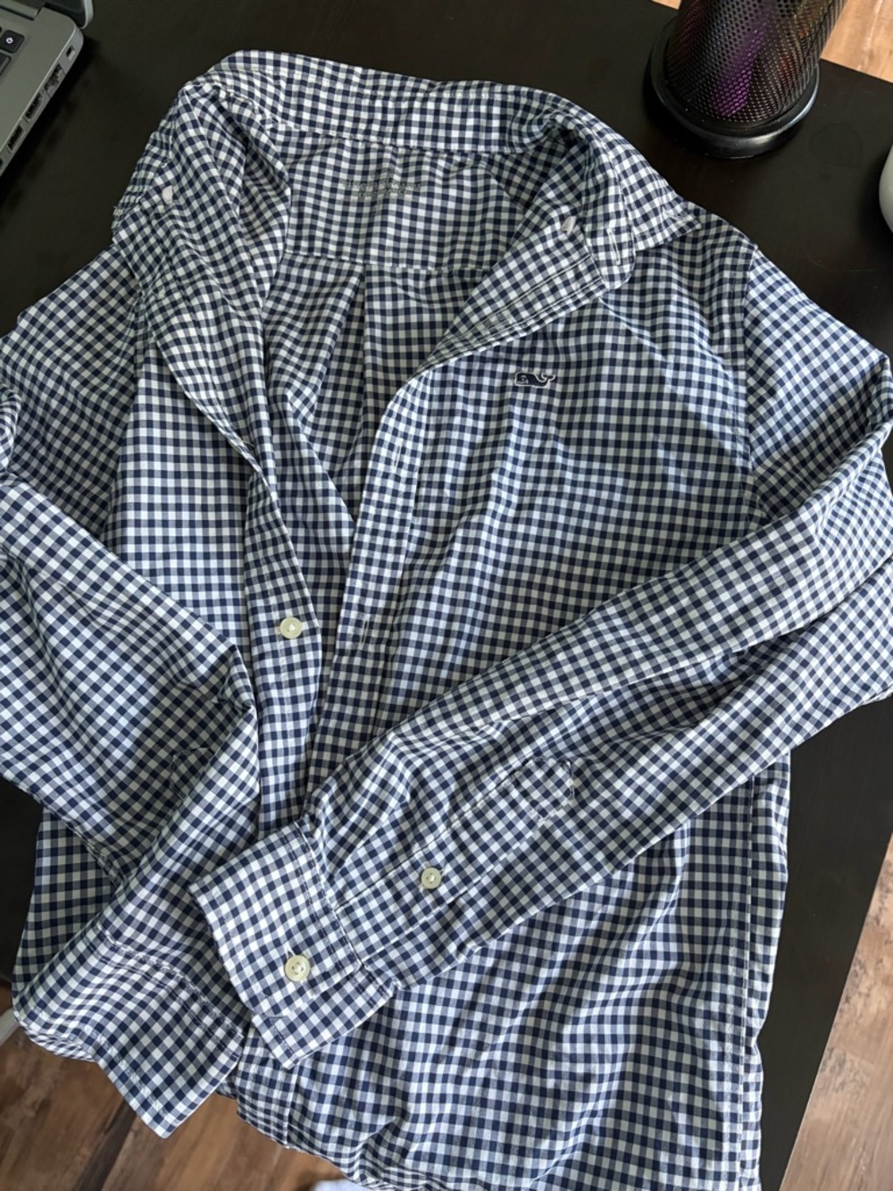 Vineyard Vines Navy & White Gingham Kids Button-Down Shirt